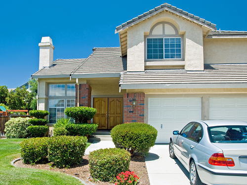 A home with a car in the driveway